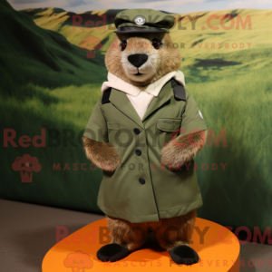 Olive Marmot maskot kostyme...