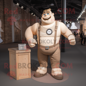 Beige Strongman mascotte...