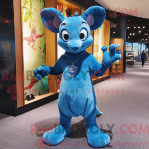 Blå kænguru maskot kostume...