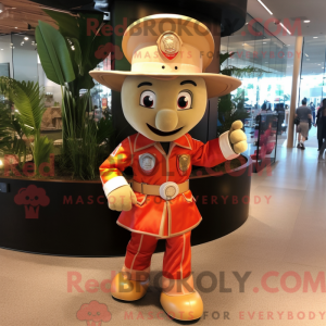 Tan Fire Fighter maskot...