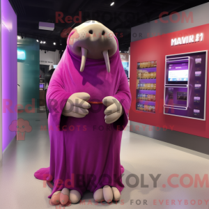 Magenta Walross Maskottchen...