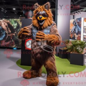 Brun varulv maskot drakt...