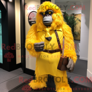 Gul Gorilla maskot drakt...