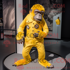 Gul Gorilla maskot drakt...