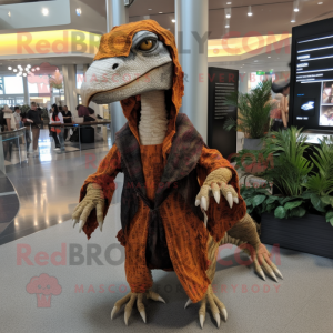 nan Utahraptor mascot costume character dressed with a Cover-up and Shawl pins