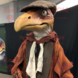 nan Utahraptor mascot costume character dressed with a Cover-up and Shawl pins
