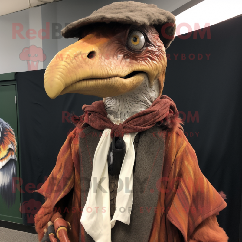 nan Utahraptor mascot costume character dressed with a Cover-up and Shawl pins nan Utahraptor mascot costume character dressed with a Cover-up and Shawl pins