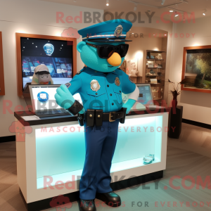 Teal Police Officer mascot...
