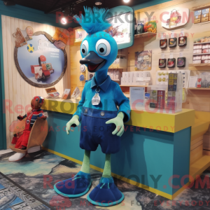Cyaan Peacock mascotte...