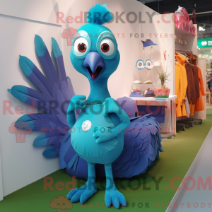 Máscara de pavão ciano com...
