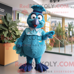 Cyan Peacock maskot kostume...