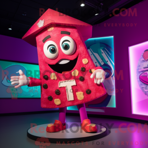 Magenta Pizza Slice mascot...