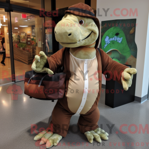 Brun Iguanodon maskot...