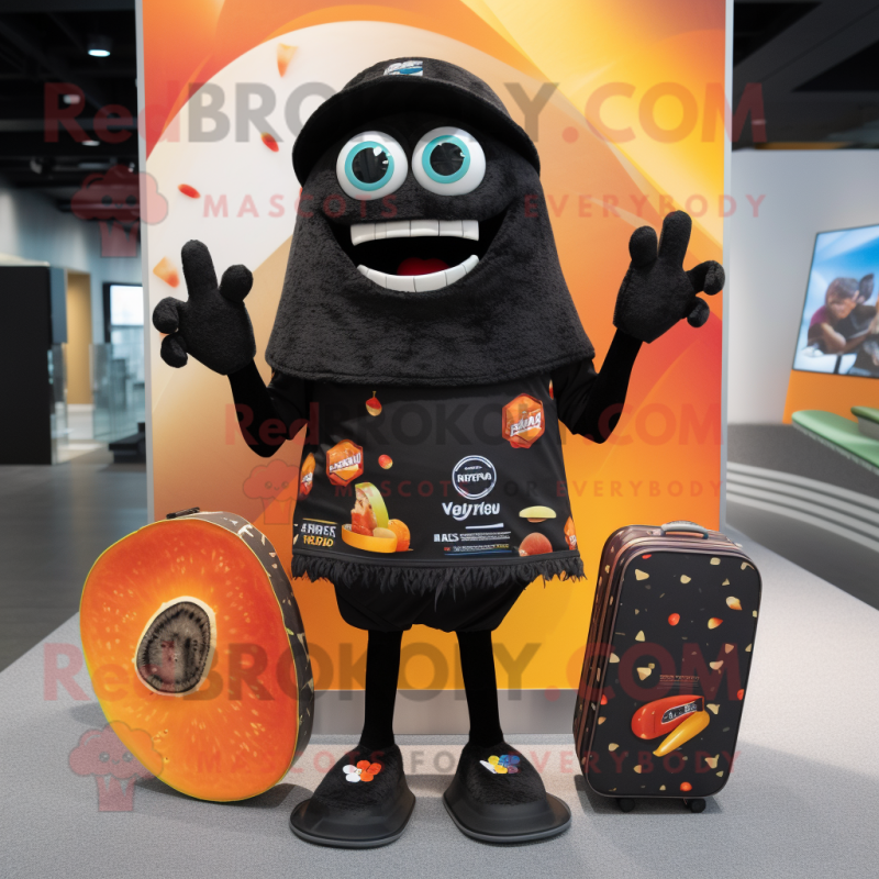 Black Nachos mascot costume character dressed with a Board Shorts and Coin purses