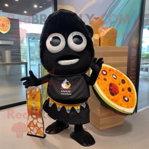 Black Nachos mascot costume character dressed with a Board Shorts and Coin purses