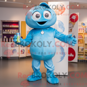 Sky Blue Soda Can maskot...