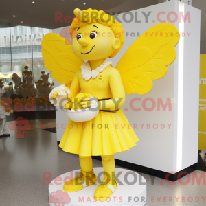Yellow Cupid mascot costume...