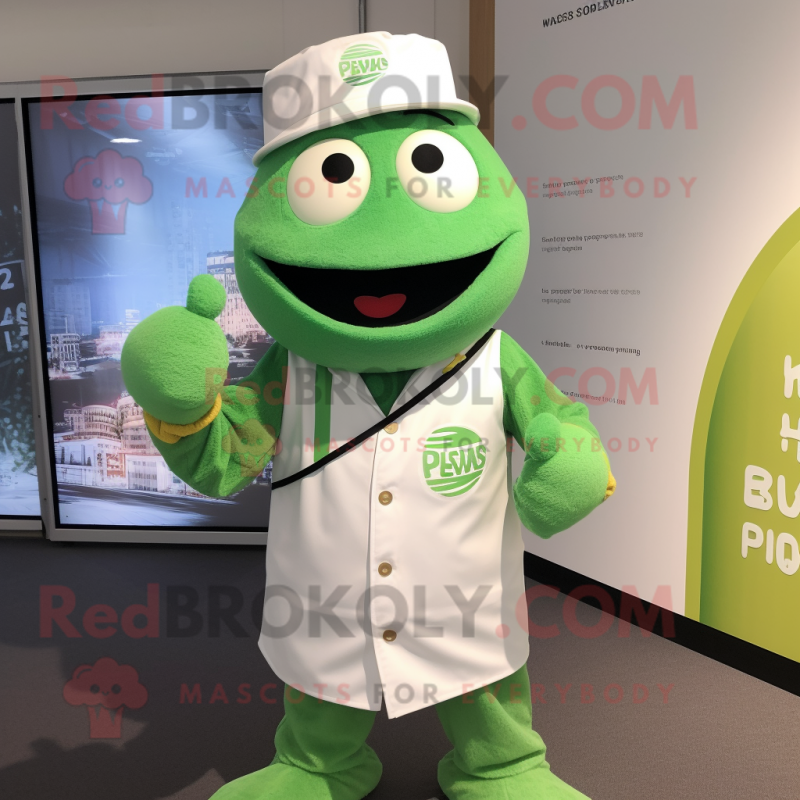 Green Pho mascot costume character dressed with a Henley Tee and Bracelet watches