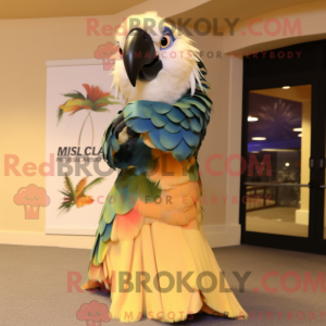 Beige Macaw maskot kostume...