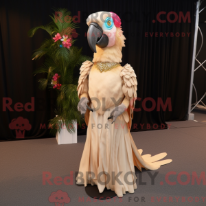 Beige Macaw maskot kostume...