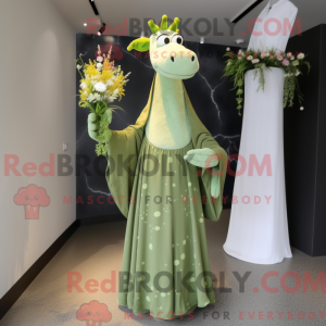 Oliven Giraffe maskot drakt...