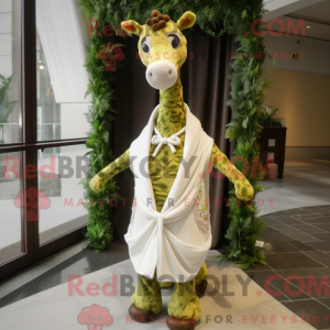 Oliven Giraffe maskot drakt...
