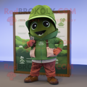 Olive Raspberry mascot costume character dressed with a Bermuda Shorts and Belts