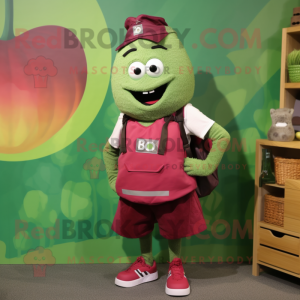 Olive Raspberry mascot costume character dressed with a Bermuda Shorts and Belts