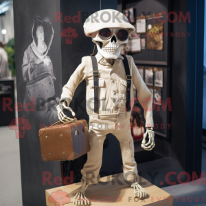 Beige Skull maskot kostume...