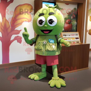 Olive Raspberry mascot costume character dressed with a Bermuda Shorts and Belts