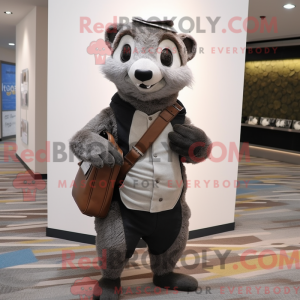 Grijze das mascottekostuum...