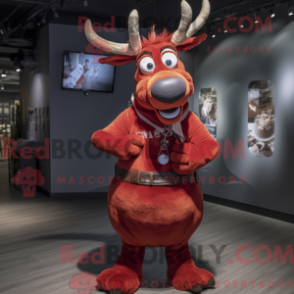 Fantasia de mascote de rena vermelha com macacão e pulseiras - Mascotes renas - REBROKO_323013 - RedBrokoly.com
