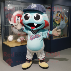 nan Ceviche mascot costume character dressed with a Baseball Tee and Clutch bags