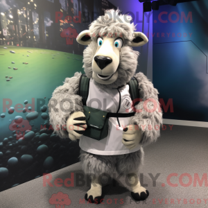 Silver Suffolk Sheep mascot...