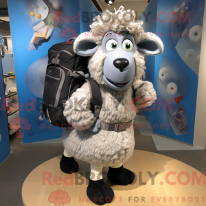 Silver Suffolk Sheep mascot...
