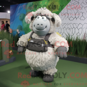 Silver Suffolk Sheep mascot...
