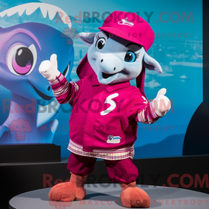 Magenta Delfin Maskottchen...