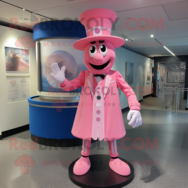 Pink Ring Master mascot costume character dressed with a Romper and Earrings