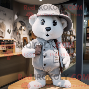 Gray Ermine mascot costume...