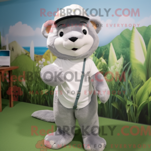 Grå hermelin maskot kostume...
