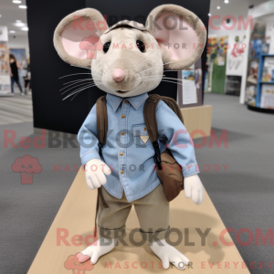 Beige muis mascottekostuum...