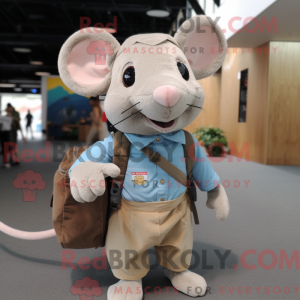 Beige muis mascottekostuum...