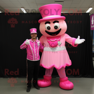 Pink Ring Master mascot costume character dressed with a Romper and Earrings