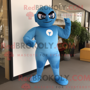 Blå Superhelte maskot...