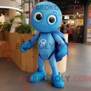 Blue Superhero mascot...