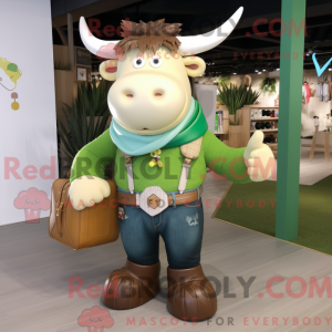 Grøn Yak maskot kostume...