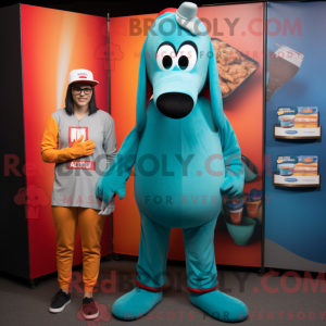 Teal Hot Dogs Maskottchen...