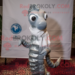 Sølv sjøhest maskot kostyme...