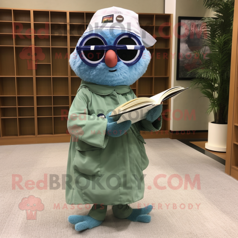 nan Air Force Soldier mascot costume character dressed with a Maxi Dress and Reading glasses