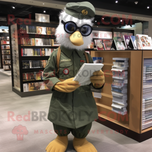 nan Air Force Soldier mascot costume character dressed with a Maxi Dress and Reading glasses